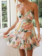 V-neck Stitching Print Dress